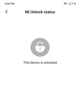 Mi Unlock status