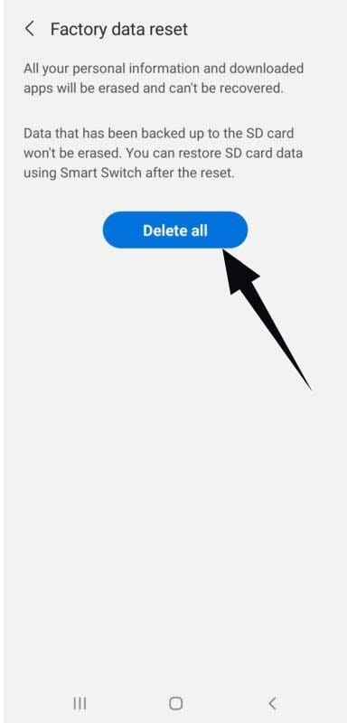 Samsung Reset Delete all